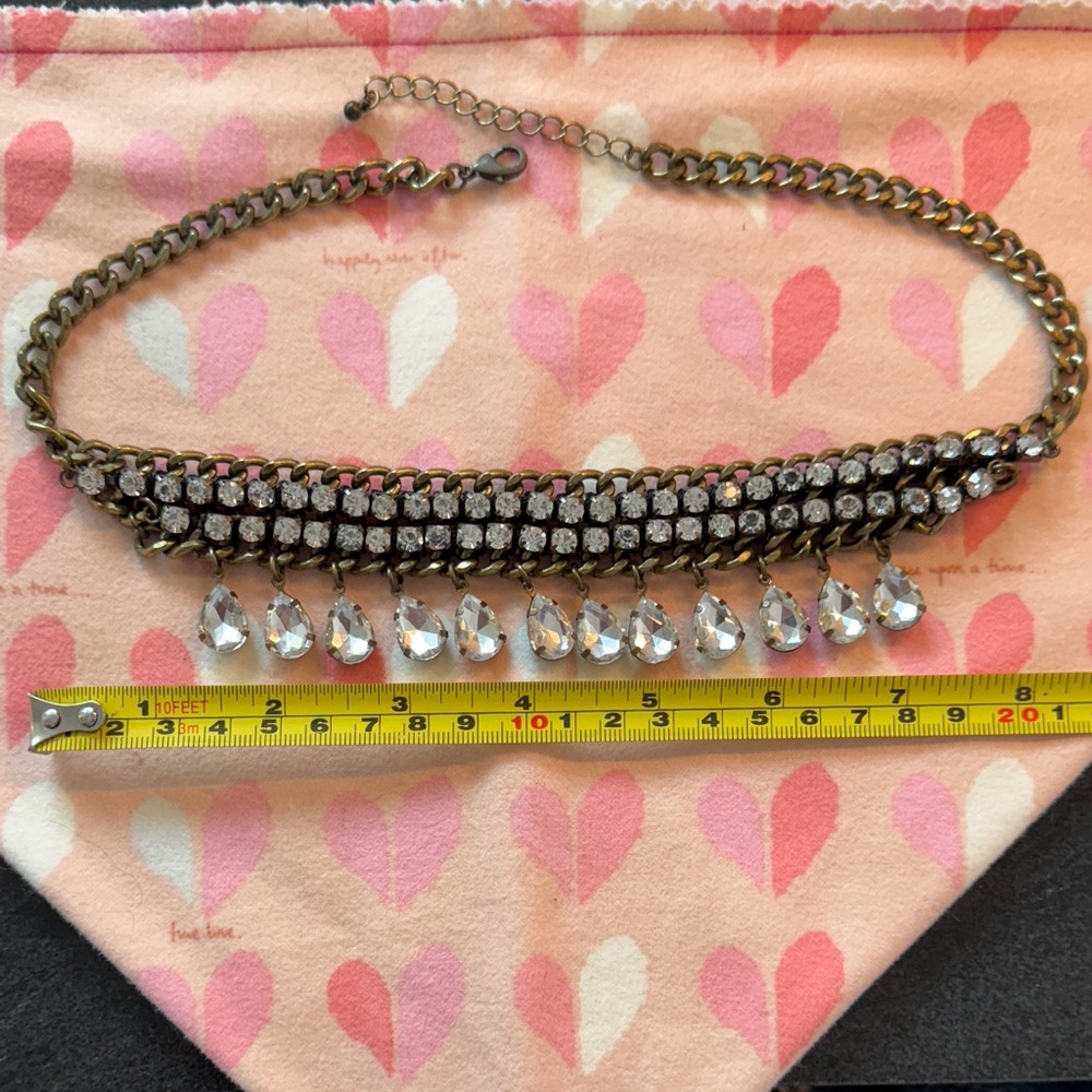Express Gold and Silver Crystal Drop Necklace